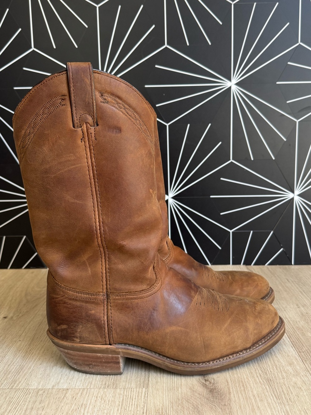 Abilene Boot Co. Men's 12" Steel Toe Western Work Boots Oiled Leather USA Made